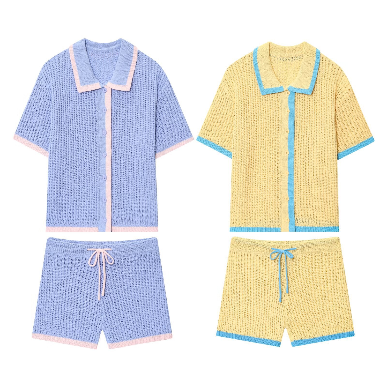 Knitted polo shirt jacket+shorts set by eprolo