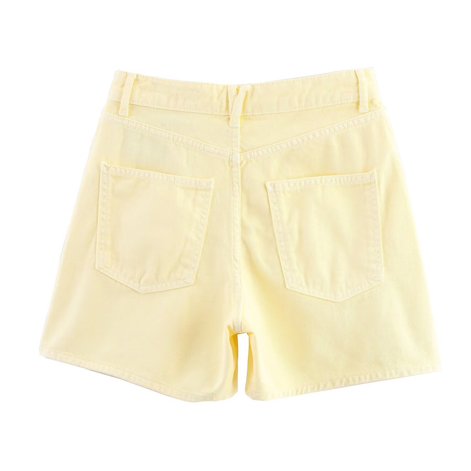 High waisted double breasted denim shorts