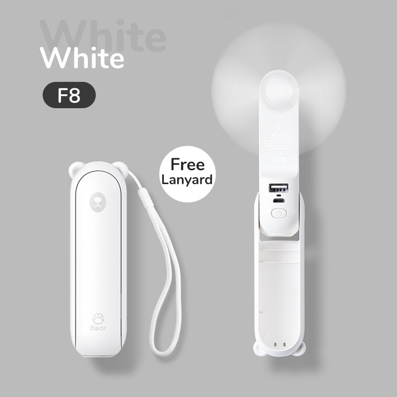 Portable Fan Mini Handheld Fan USB Recharge Hand Held Small Pocket Fan with Power Bank Flashlight Feature by eprolo