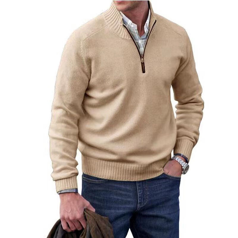 Men's Zipper Stand up Collar Sweater Wool Men's Warm Sweater by eprolo