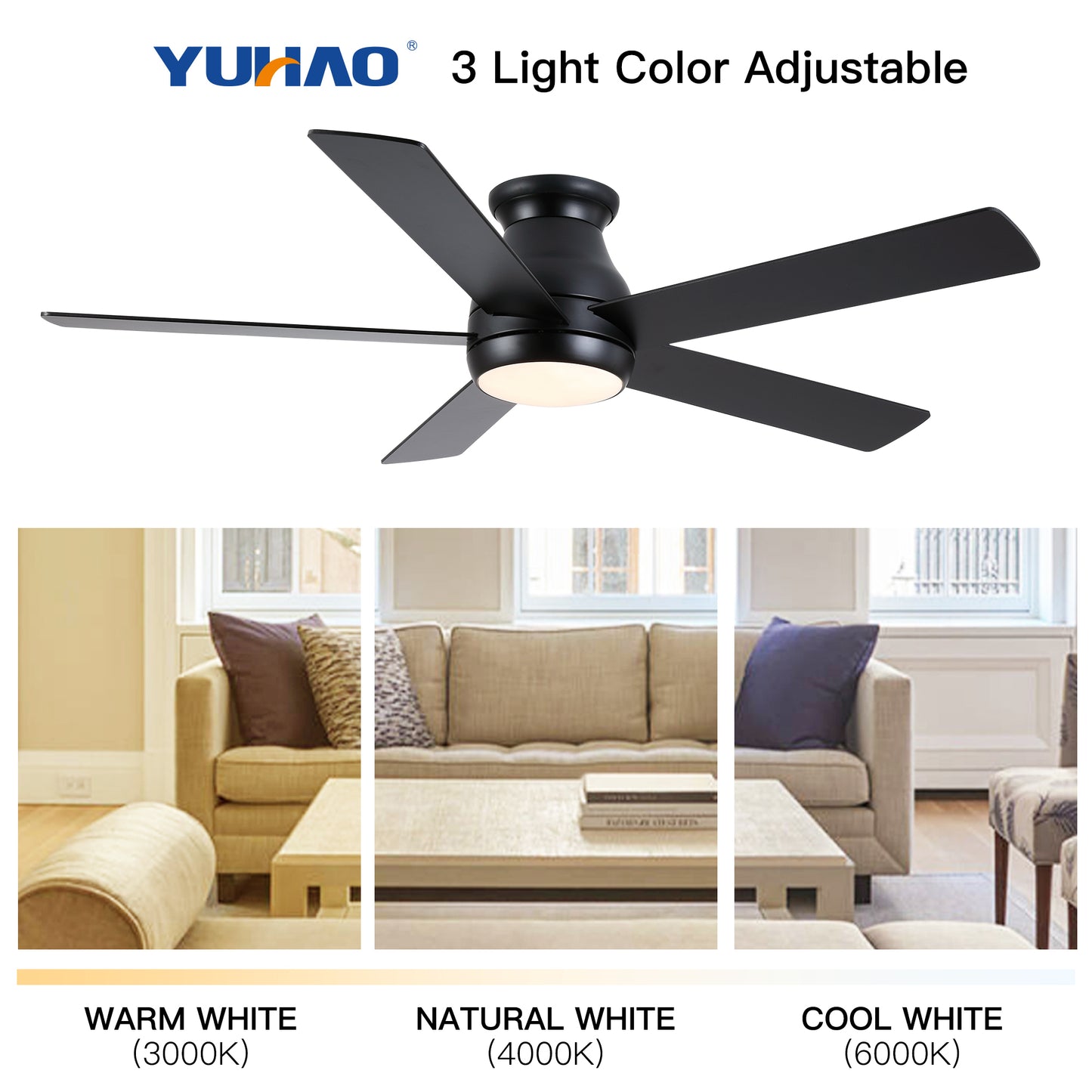 52" Low Profile Ceiling Fan with Lights by eprolo
