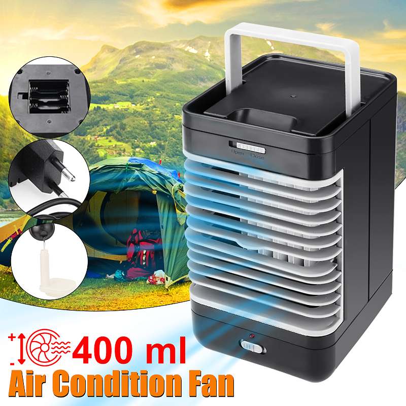 Mini Portable Air Conditioner Humidifier Purifier Desktop Cooling Fan Air Cooler Black Fan for Camping Outdoor Activities by eprolo