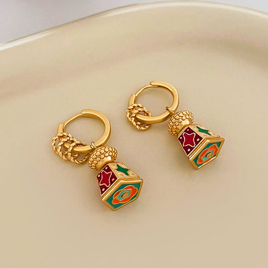 Chinese-Style Retro Enamel Oil-Drip Earrings for Women, Unique Design, Elegant and Chic, Luxury High-End Vintage Jewelry by eprolo