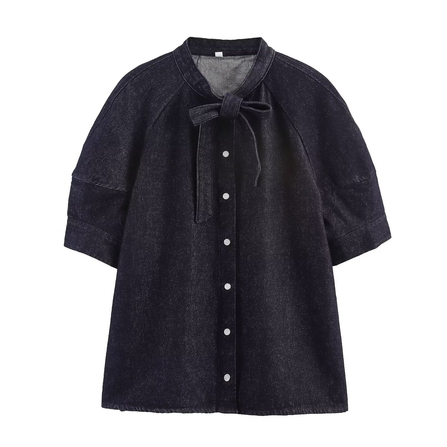 Bow tie denim shirt+skirt set by eprolo