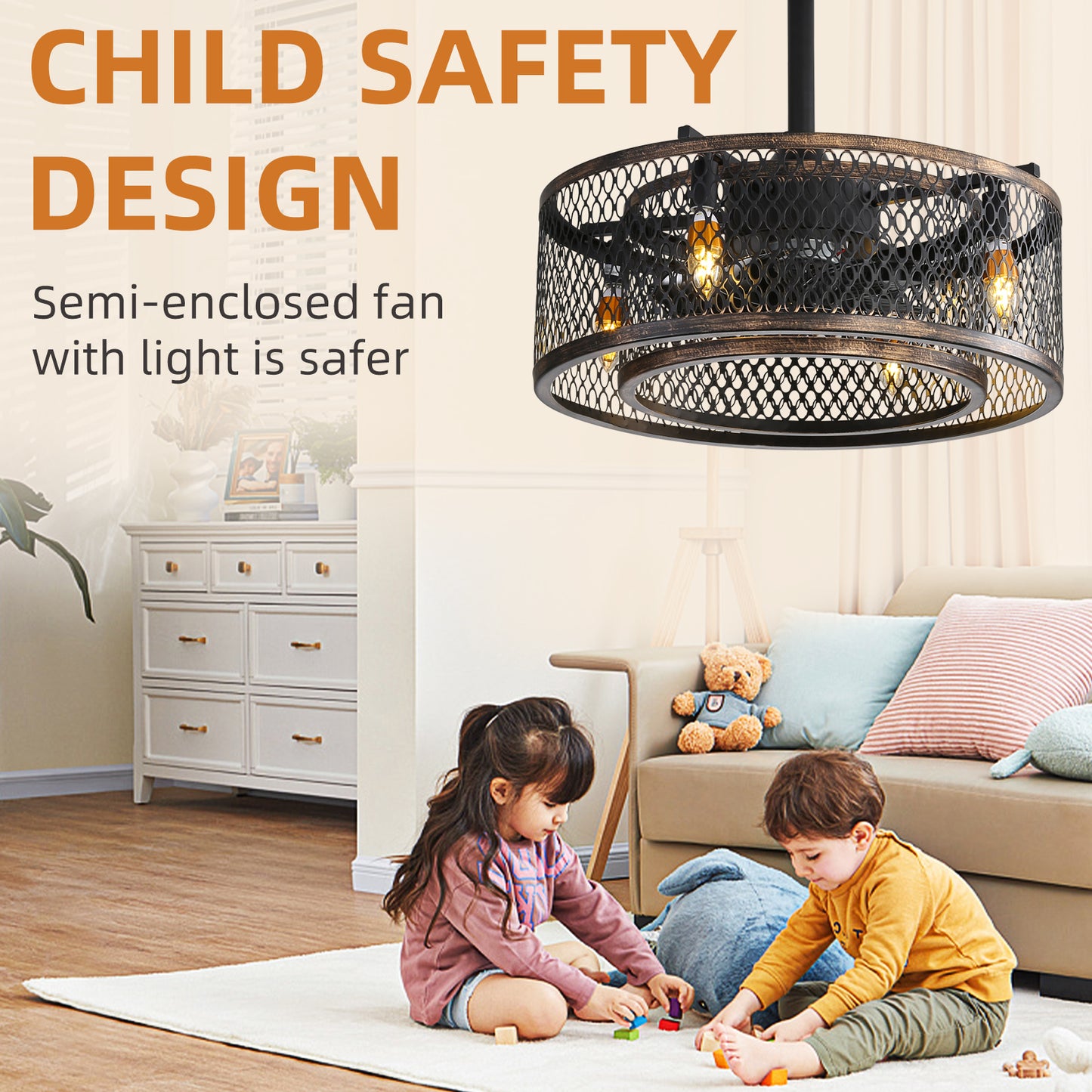 20 inch Caged Ceiling Fan with Lights by eprolo
