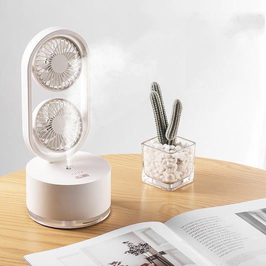 Two-In-One New Double-Leaf Spray Water-Cooled Fan Desk Top Dormitory Small Fan Ins Wind Humidifier Desk Fan by eprolo