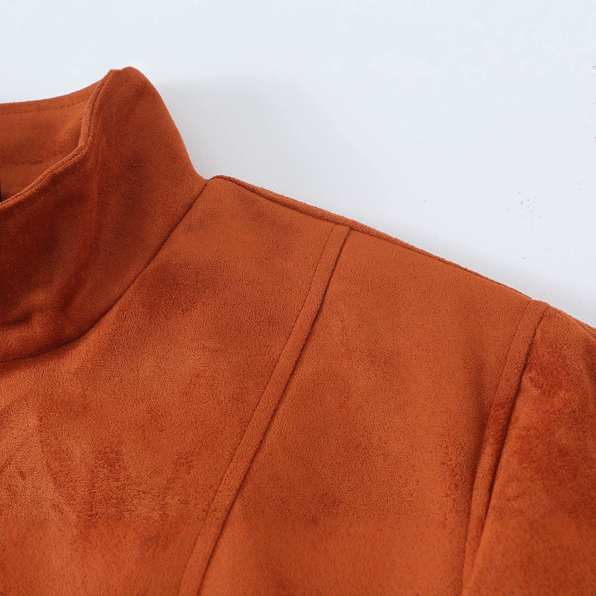 Zipper stand up collar suede textured jacket by eprolo
