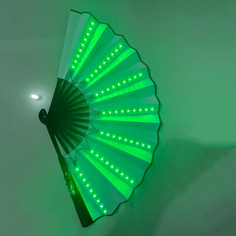 Bar Fan Ins Luminous Disco Fan Trend Electric Syllable Party Performance Props Flash Folding Fan by eprolo