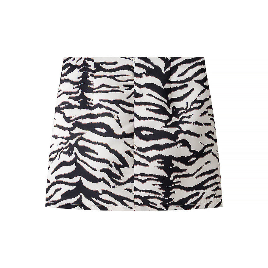 Animal print top+short skirt set