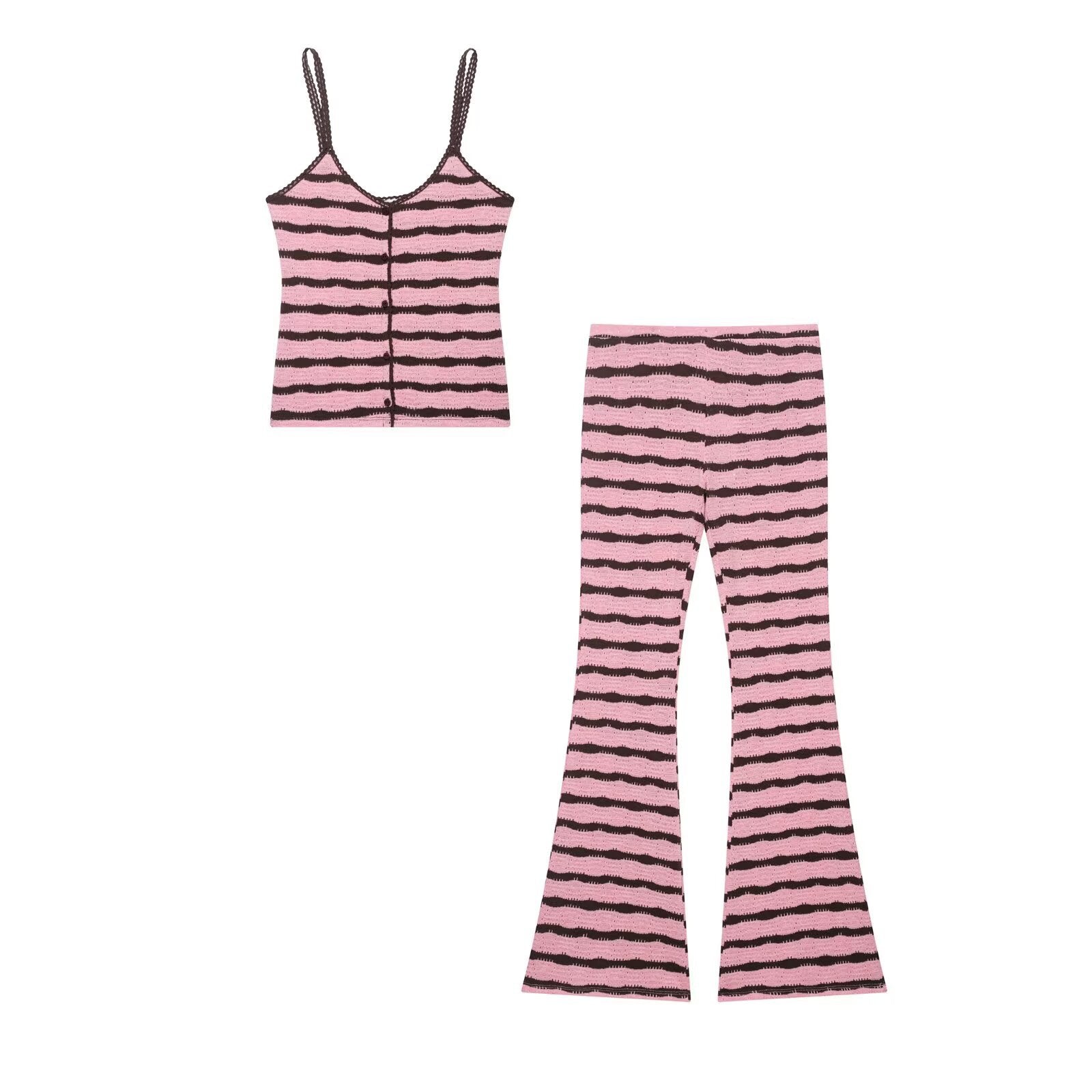 Striped knit camisole top+micro flared pants set by eprolo
