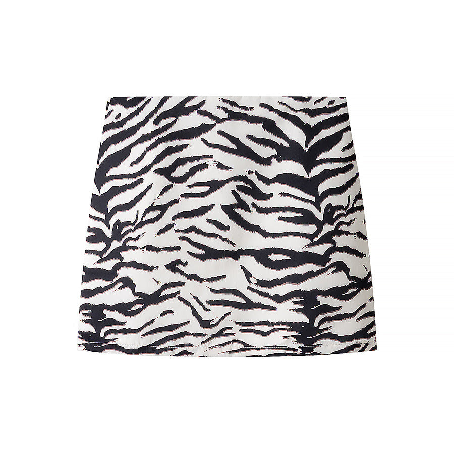 Animal print top+short skirt set