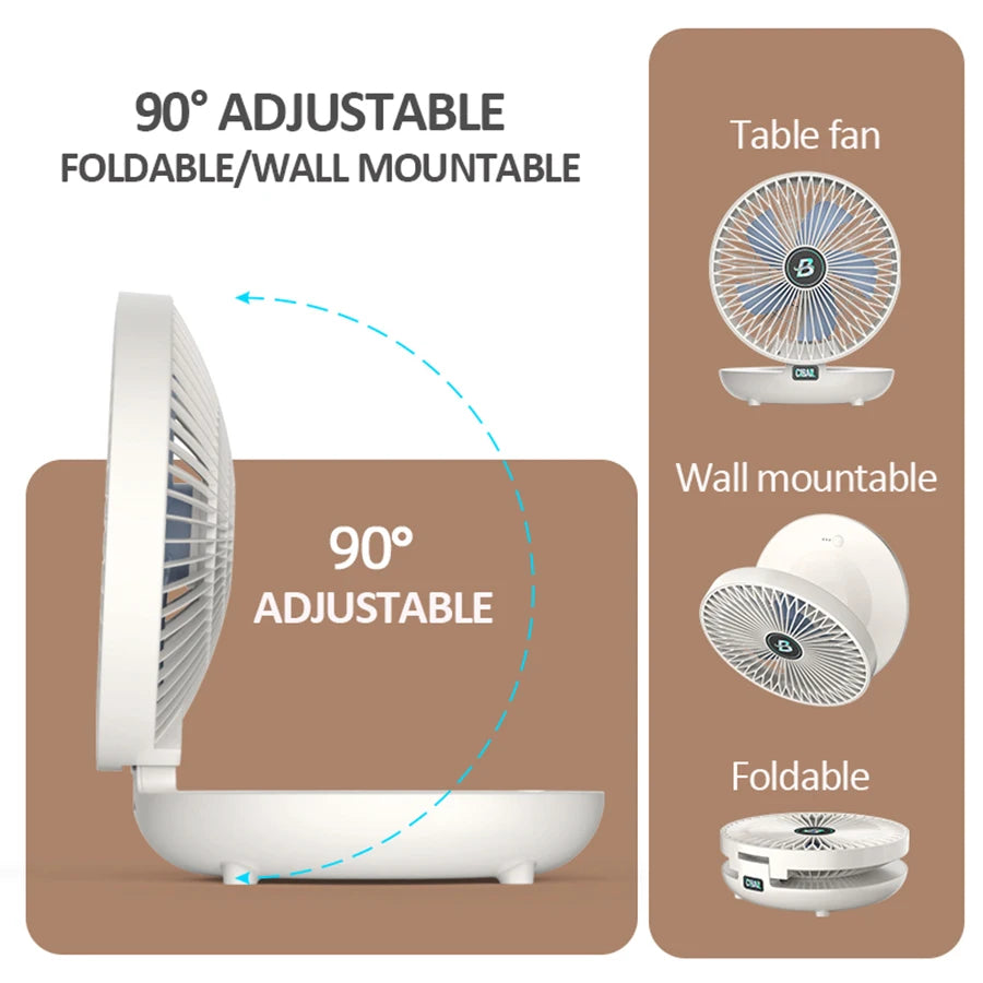 Best Sellers 2IN1 Folding Desktop Fan Portable Air Conditioner Wall Mounted Fan Rechargeable With 3 Gears for Home Office by eprolo