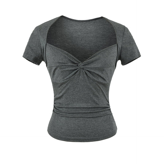Square neck short sleeved T-shirt for women by eprolo