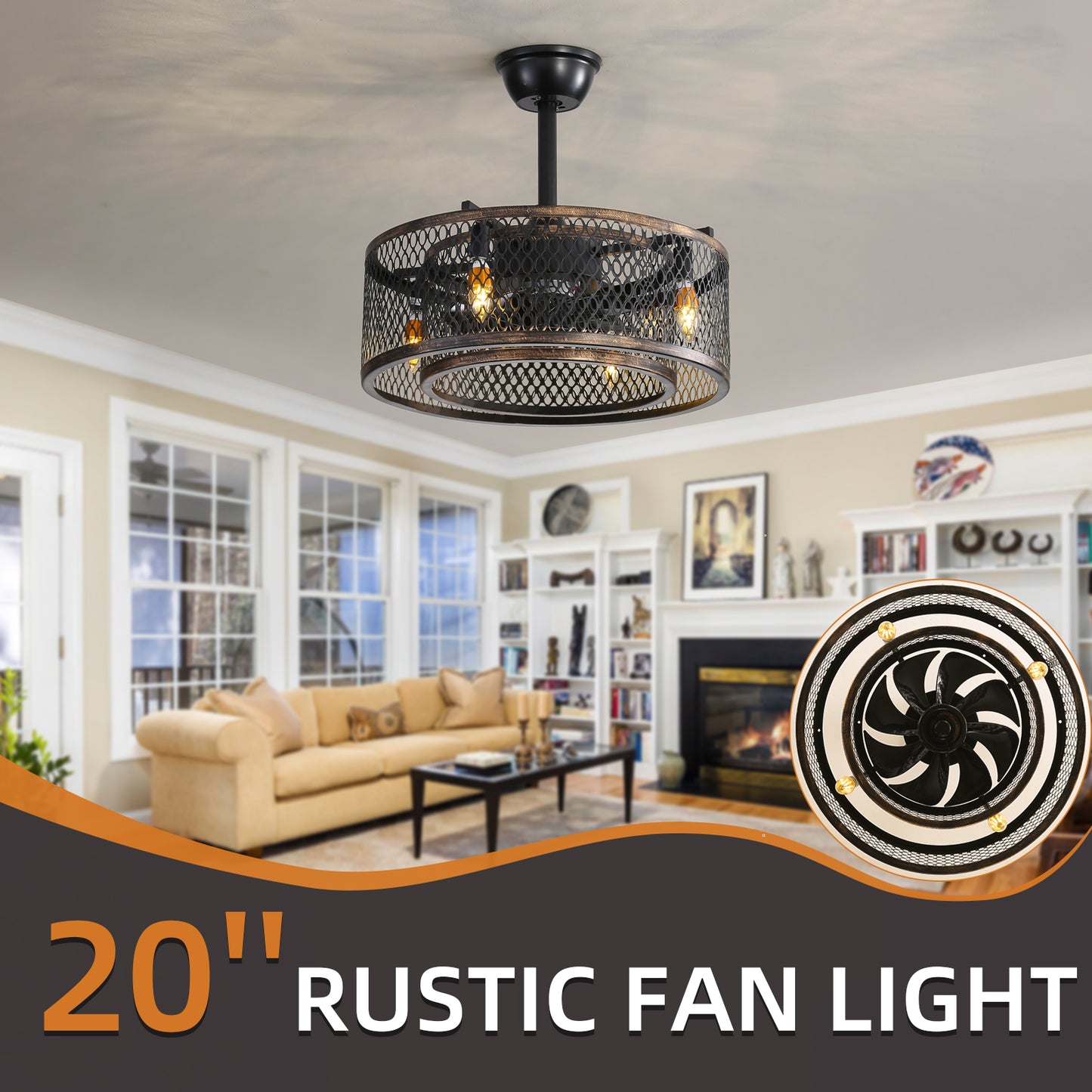 20 inch Caged Ceiling Fan with Lights by eprolo