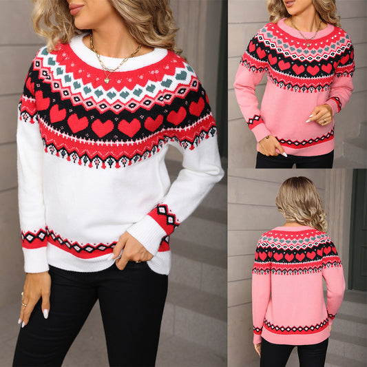 Love sweater pullover Christmas jacquard knit sweater by eprolo