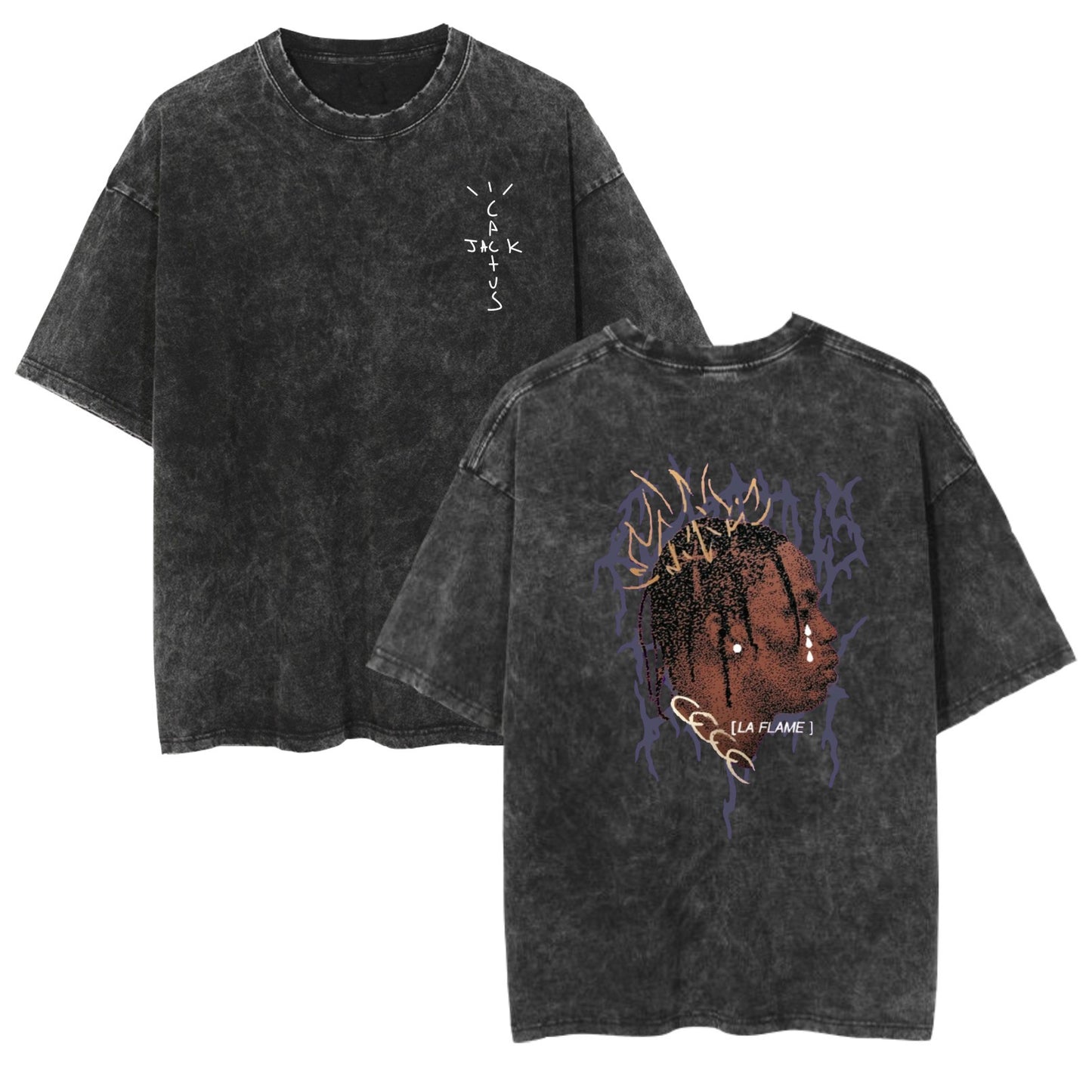 Rap Singer Washed Retro Short Sleeve Fan Commemorative T-Shirt by eprolo