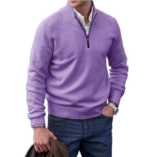 Men's Zipper Stand up Collar Sweater Wool Men's Warm Sweater by eprolo