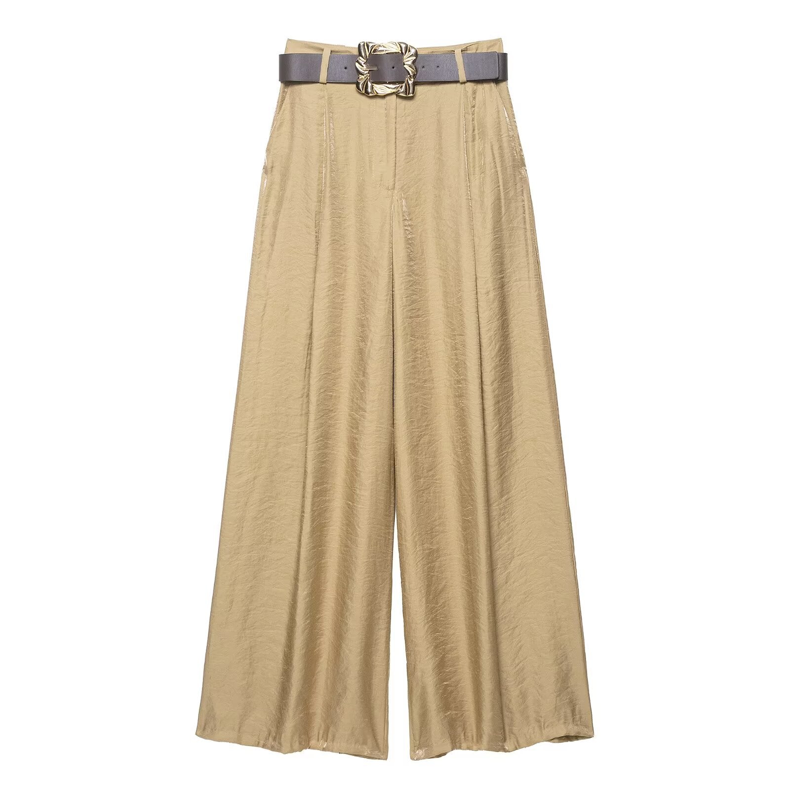 Comes with waistband silk satin wide leg pants