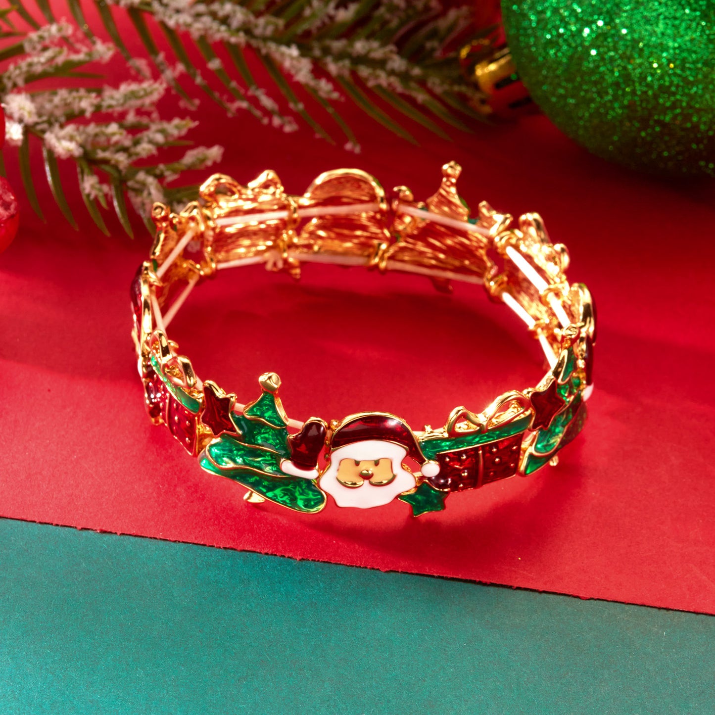 Style Christmas Necklace Gift Set, Santa Claus &amp; Christmas Tree Pendant, Cute Cartoon Holiday Jewelry, Neck and Wrist Accessories by eprolo
