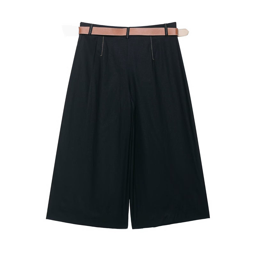 Color blocking stitching vest+cropped pants set