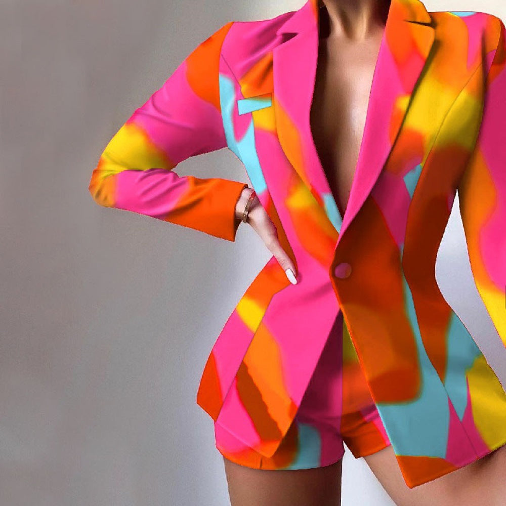 Fashionable Women's Suit Set Casual Office Wear Blazer and Shorts Two-Piece Outfit by eprolo