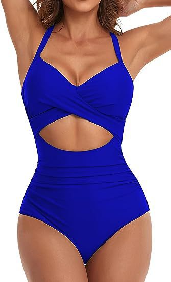 one-piece hard pack swimsuit with hollowed out solid color swimsuit, women's high waisted tight fitting swimsuit by eprolo