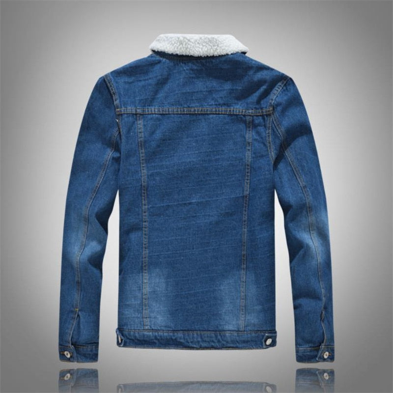 Winter Men's Casual Denim Jacket Plus Velvet Warm Cotton Coat by eprolo