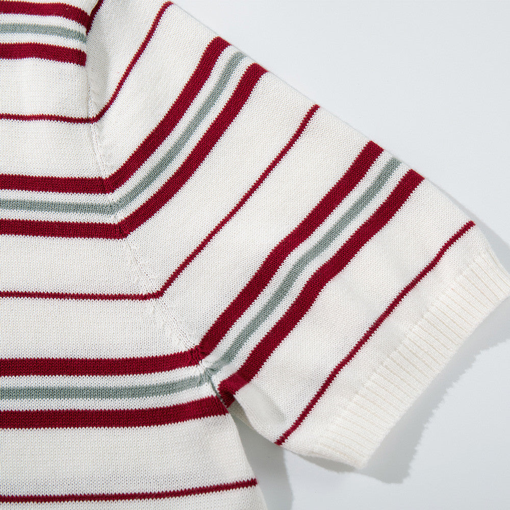 Striped short sleeved V-neck polo shirt by eprolo