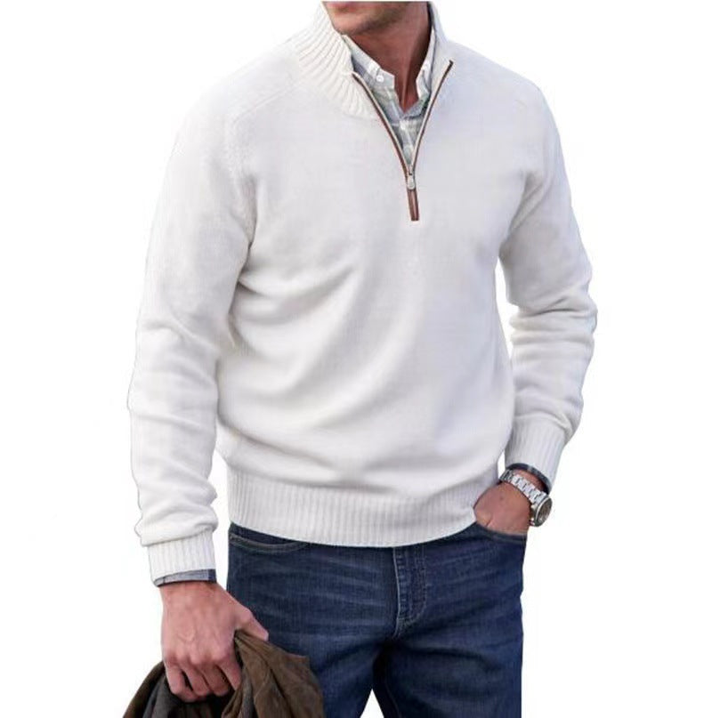 Men's Zipper Stand up Collar Sweater Wool Men's Warm Sweater by eprolo