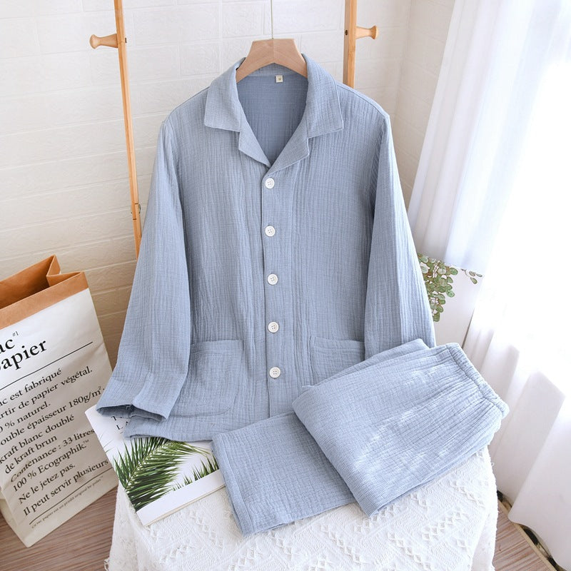 Women's sleepwear made of pure cotton with four layers of gauze, suitable for couples in spring, autumn, and winter. Men's casual plus size set by eprolo