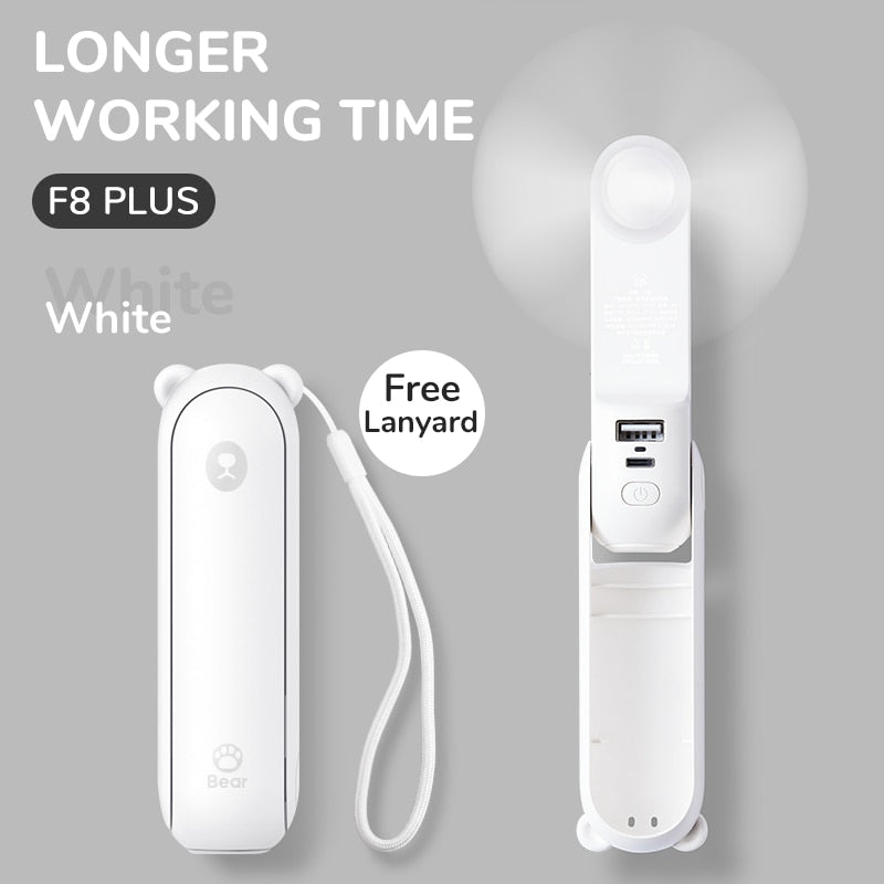 Portable Fan Mini Handheld Fan USB Recharge Hand Held Small Pocket Fan with Power Bank Flashlight Feature by eprolo