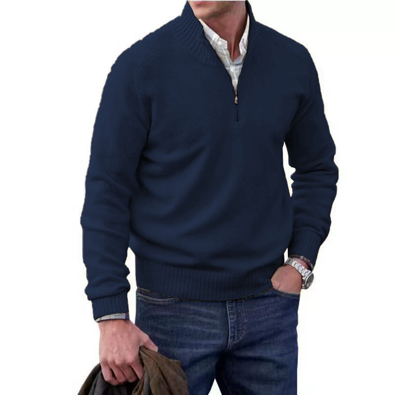 Men's Zipper Stand up Collar Sweater Wool Men's Warm Sweater by eprolo