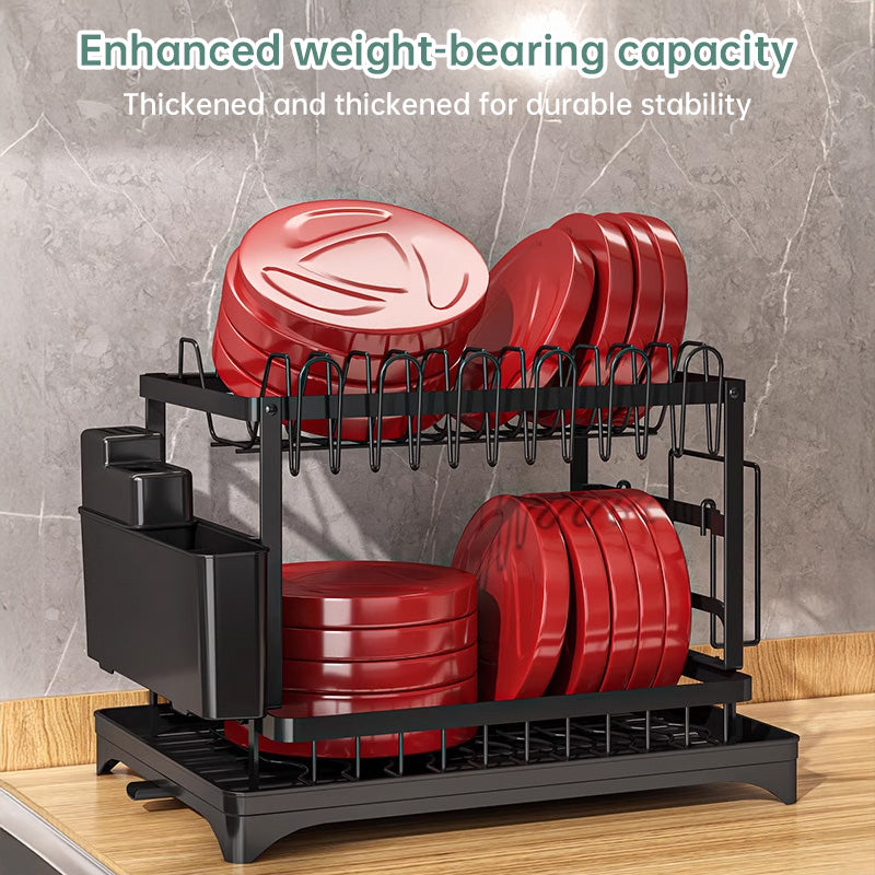 2-Tier Household Dish Rack: Countertop Storage with Drainboard by eprolo