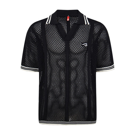 Hollow mesh V-neck polo shirt top by eprolo