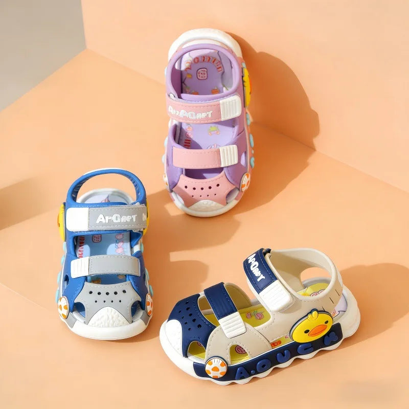 Unisex Baby Sandals Spring New Open Toe Fashion Breathable Cartoon Animation Beach Shoes Soft Sole Non-slip Toddler Shoes by DERILUJA LLC