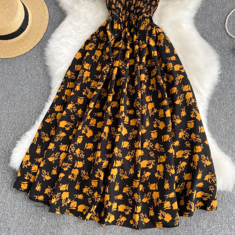 Summer 2026 Midi Dress Women Casual Off Shoulder Short Sleeve Vacation Beach Robe Female Clothing by DERILUJA LLC