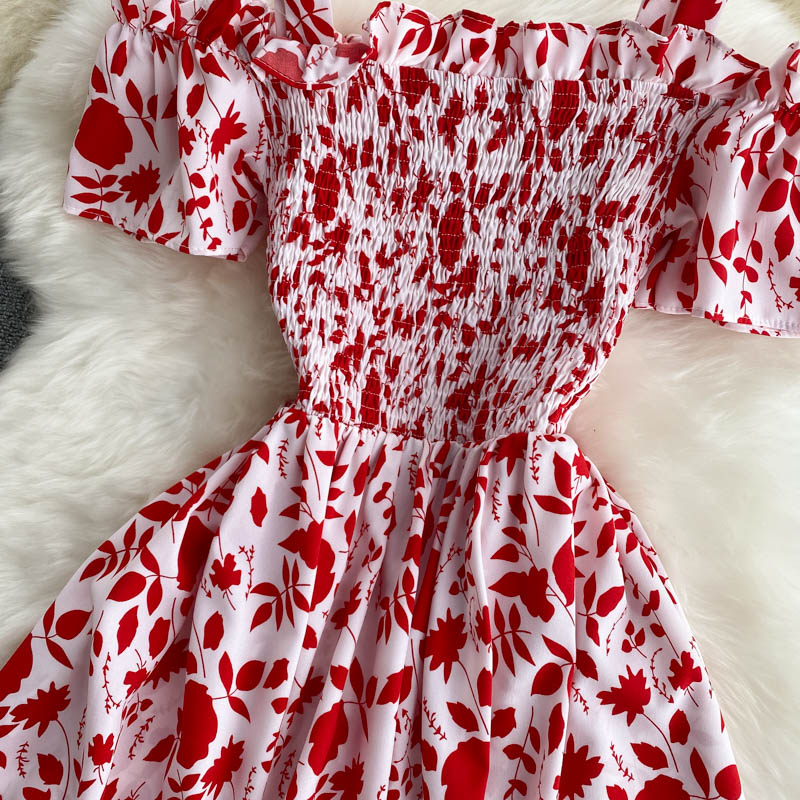 Summer 2026 Midi Dress Women Casual Off Shoulder Short Sleeve Vacation Beach Robe Female Clothing by DERILUJA LLC