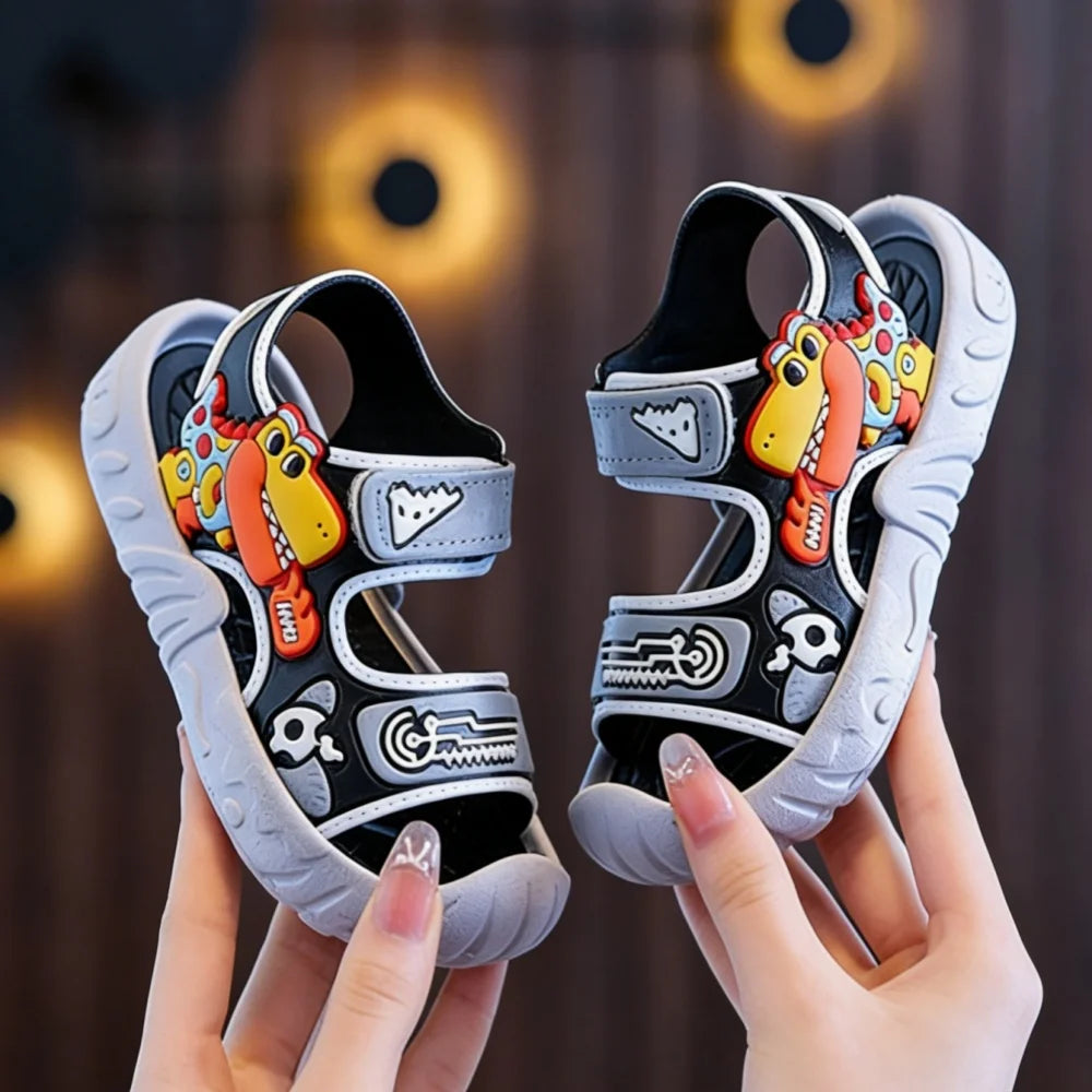 Unisex Baby Sandals Spring New Open Toe Fashion Breathable Cartoon Animation Beach Shoes Soft Sole Non-slip Toddler Shoes by DERILUJA LLC