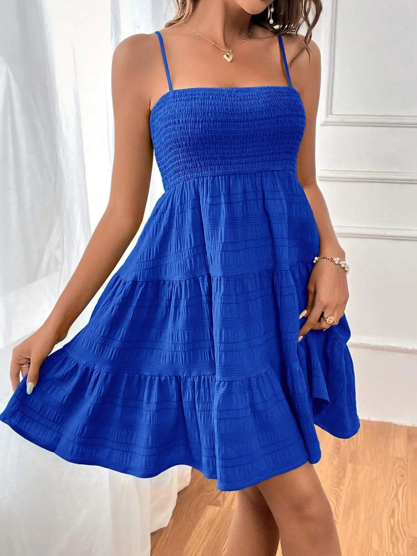 Women's Slim Fit Summer Dress Sexy Spicy Girl Streetwear with Woven Suspenders for Party or Tourist Visits Solid Color by DERILUJA LLC