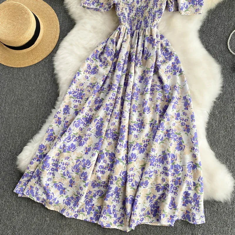 Summer 2026 Midi Dress Women Casual Off Shoulder Short Sleeve Vacation Beach Robe Female Clothing by DERILUJA LLC