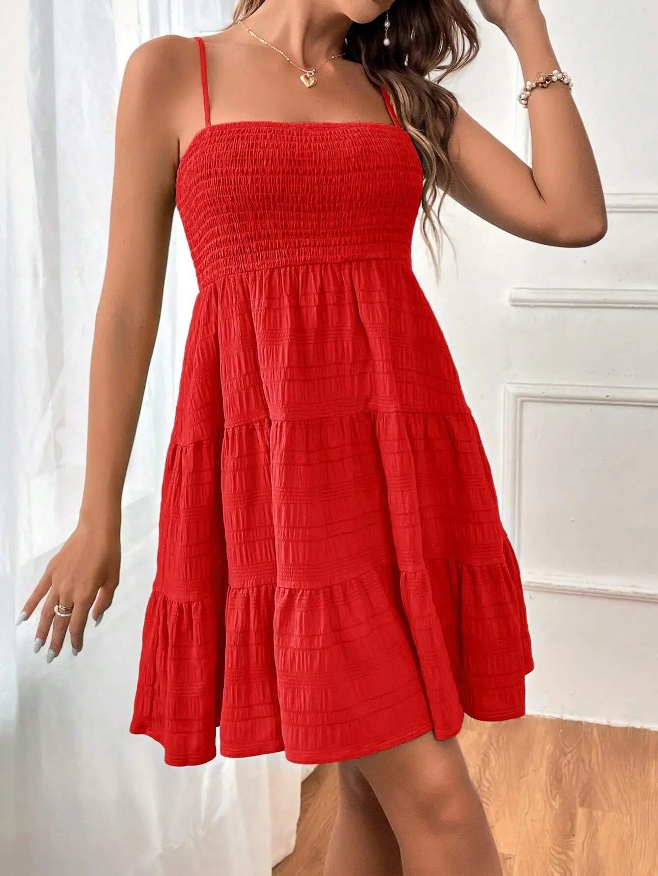 Women's Slim Fit Summer Dress Sexy Spicy Girl Streetwear with Woven Suspenders for Party or Tourist Visits Solid Color by DERILUJA LLC
