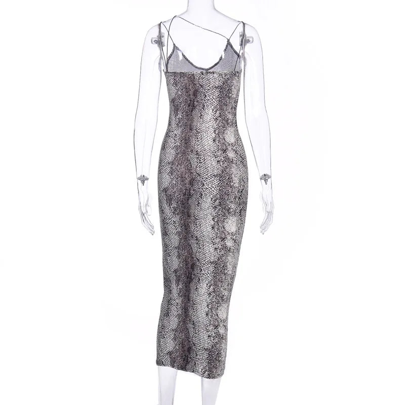 leopard print sleeveless V-neck midi dress spring women fashion streetwear by DERILUJA LLC