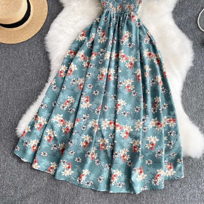 Summer 2026 Midi Dress Women Casual Off Shoulder Short Sleeve Vacation Beach Robe Female Clothing by DERILUJA LLC