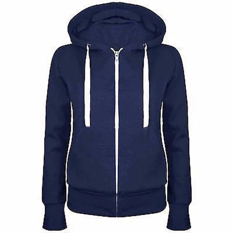 2023 Fashion Trend Zipper Hooded Long-sleeved Plus Cashmere Sweater Coat by My Store