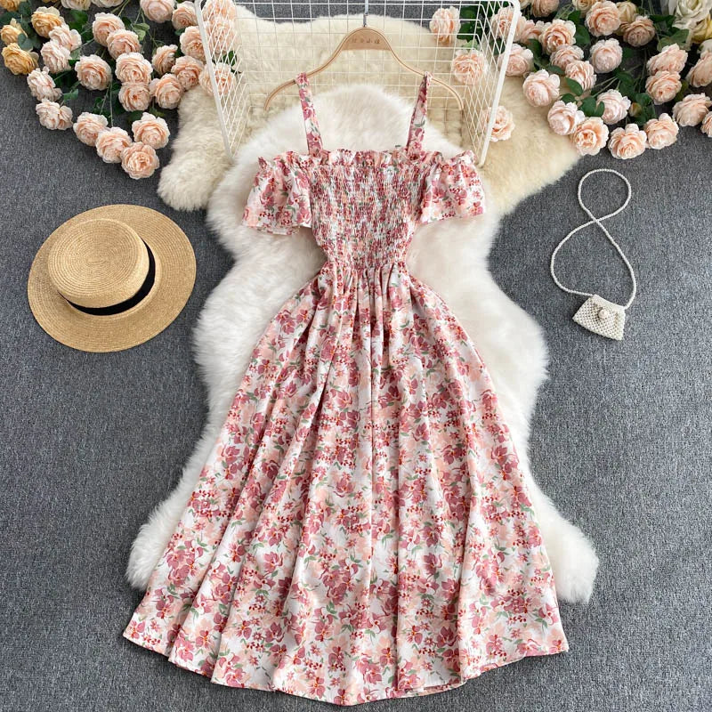 Summer 2026 Midi Dress Women Casual Off Shoulder Short Sleeve Vacation Beach Robe Female Clothing by DERILUJA LLC