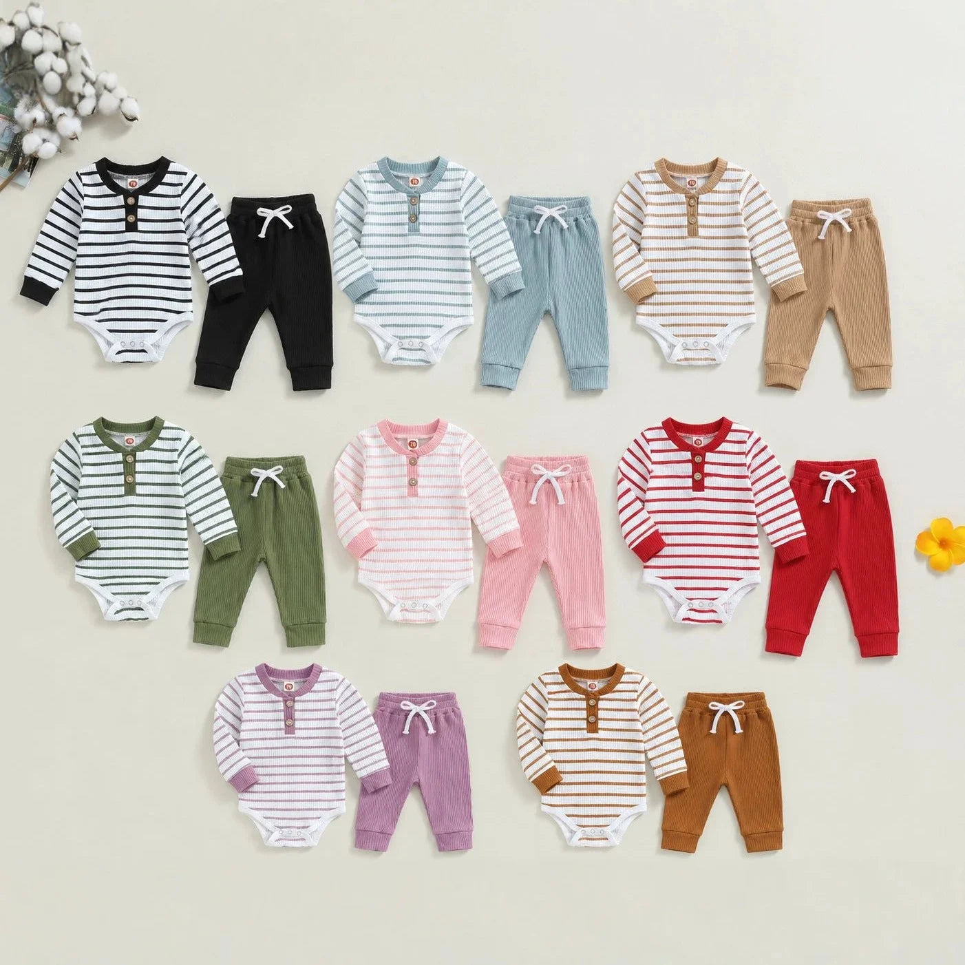 Hot Selling Drop Shipping Baby Romper Two Pieces Baby Set Wholesale New Born Baby Wear by DERILUJA LLC