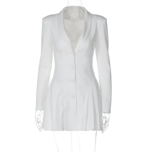 Women’s V-Neck Pleated Blazer Mini Dress