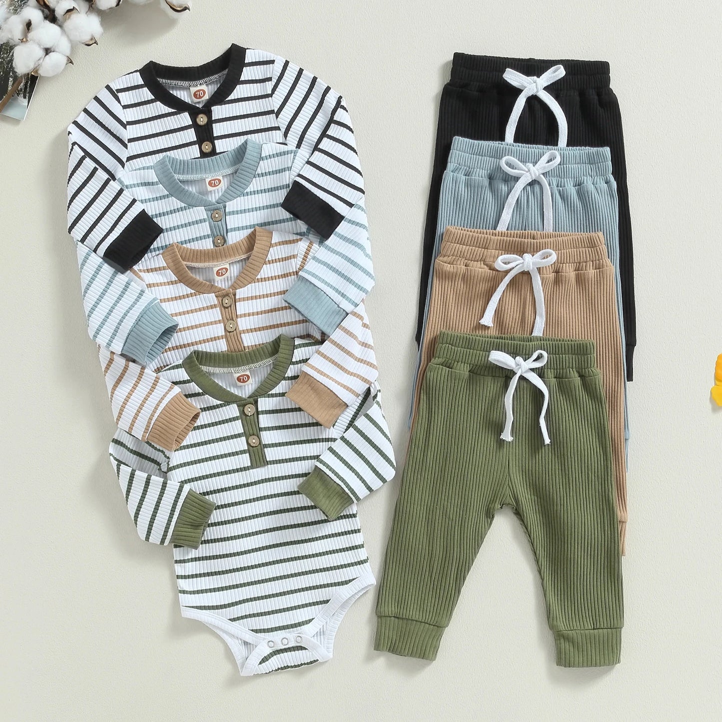 Hot Selling Drop Shipping Baby Romper Two Pieces Baby Set Wholesale New Born Baby Wear by DERILUJA LLC
