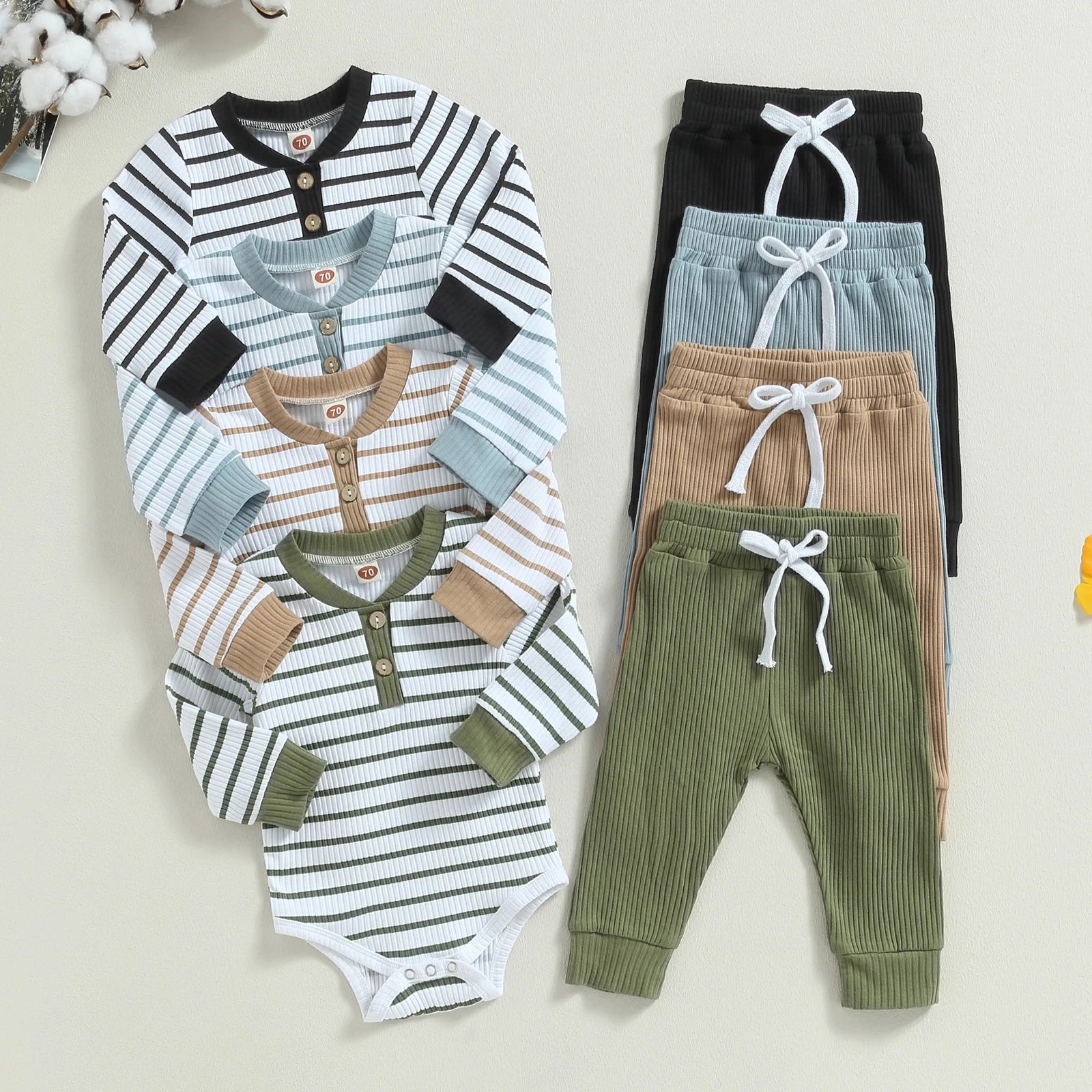 Hot Selling Drop Shipping Baby Romper Two Pieces Baby Set Wholesale New Born Baby Wear by DERILUJA LLC
