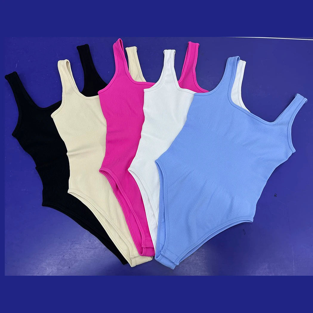 Hot Selling Sleeveless Workout Clothing Women Sport Jumpsuits Tight Bodysuits by DERILUJA LLC